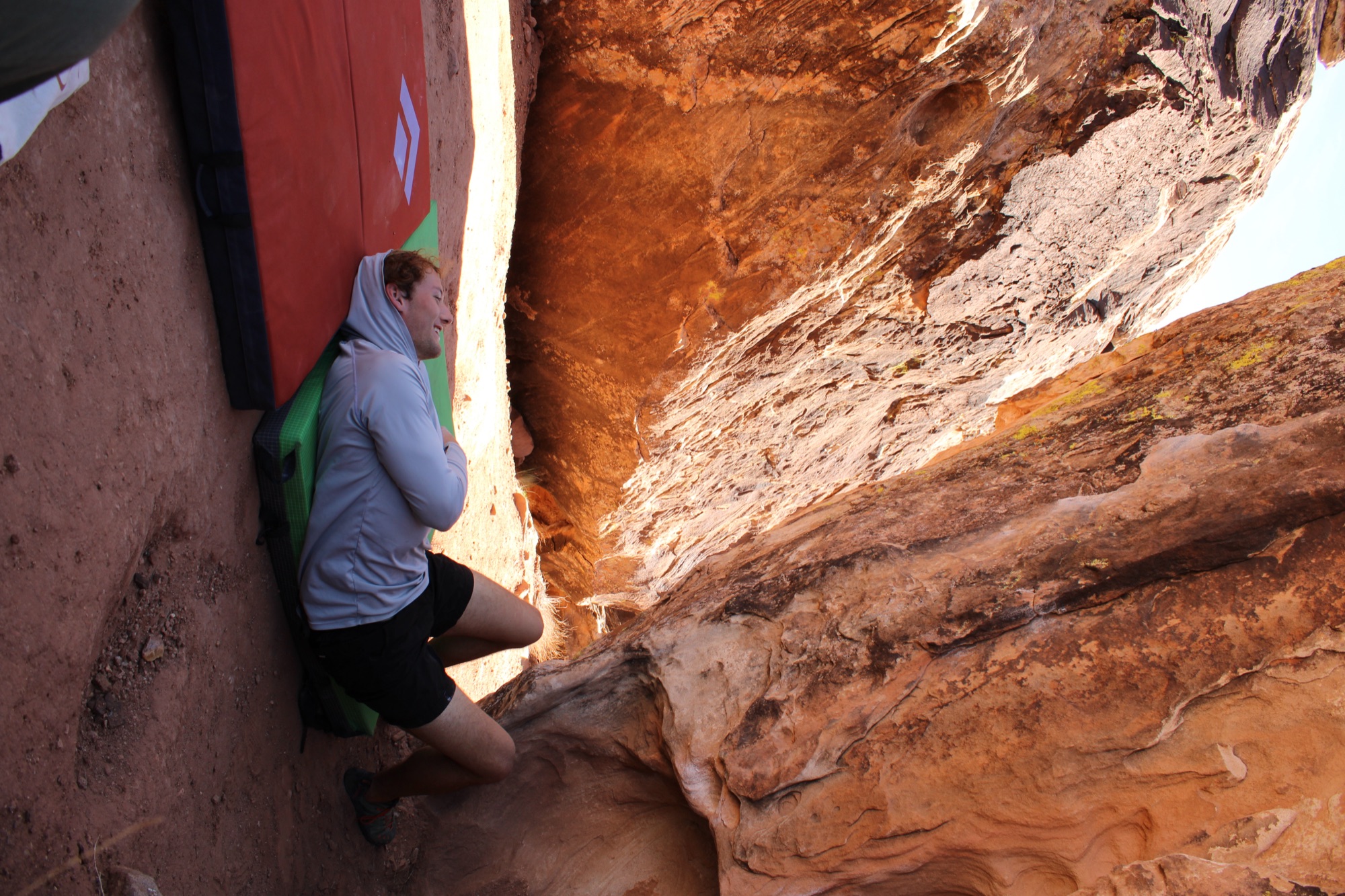 Red rock chimney climb