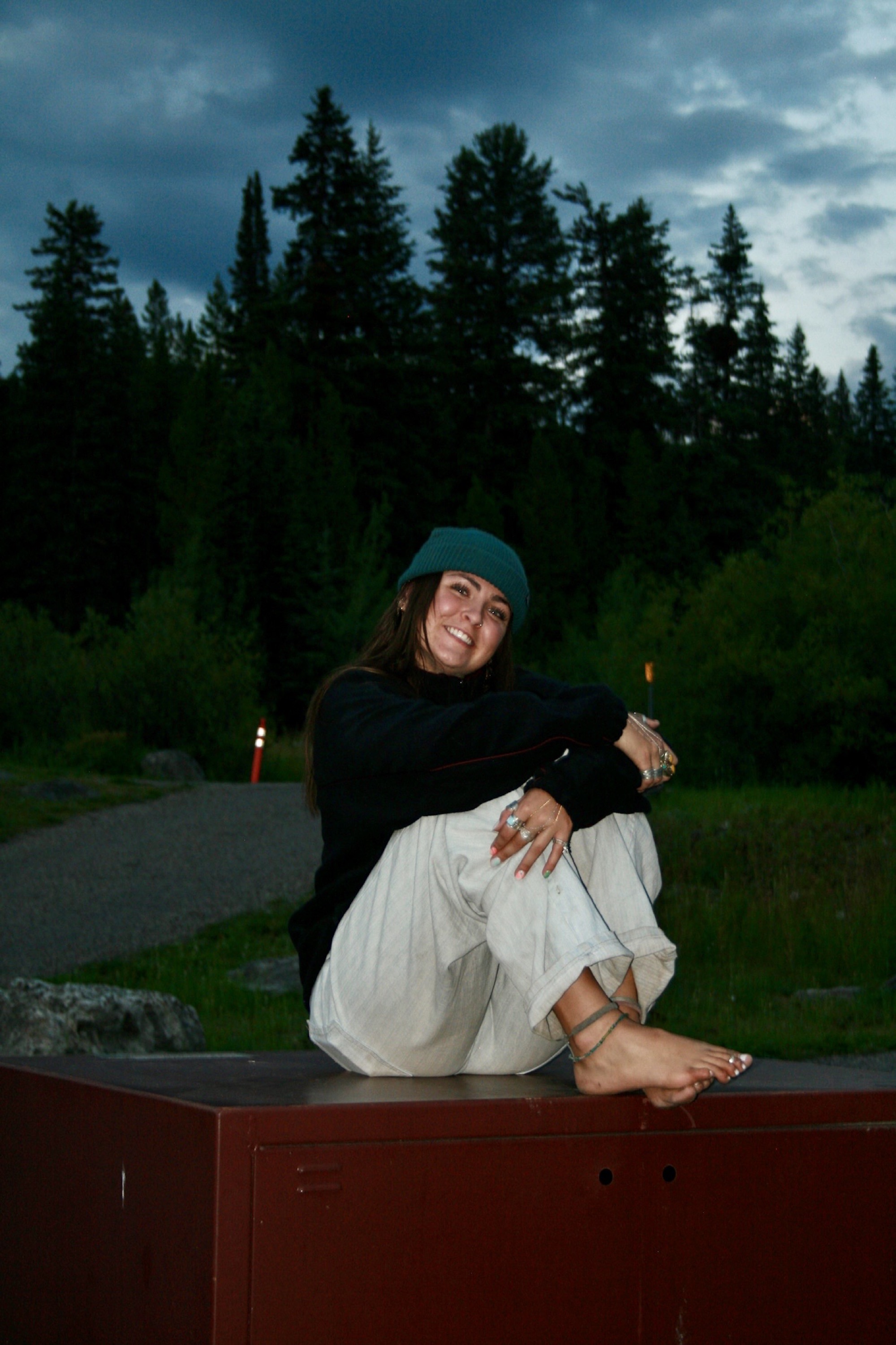 Sunset portrait on mountain rock
